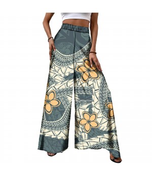 Women's Trousers Samoan Polynesian Tribal Printed High Waist Wide Leg Pants Loose Beach Plus Size Women's pants & trousers